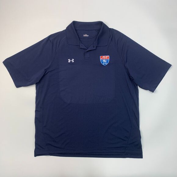 Under Armour AYF American Youth Football Polo Shirt Men XL Navy Blue Performance - Picture 2 of 11